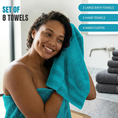 4 Pack XL Bath Towels, 30x60 in, Cotton, Grey | Oversized Premium Ring Spun Cotton Towels - Soft, Lightweight, Highly Absorbent, Fast-Drying, Great for Daily Use