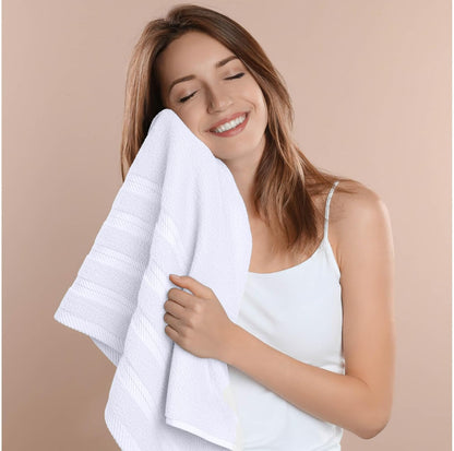 4 Pack XL Bath Towels, 30x60 in, Cotton, Grey | Oversized Premium Ring Spun Cotton Towels - Soft, Lightweight, Highly Absorbent, Fast-Drying, Great for Daily Use