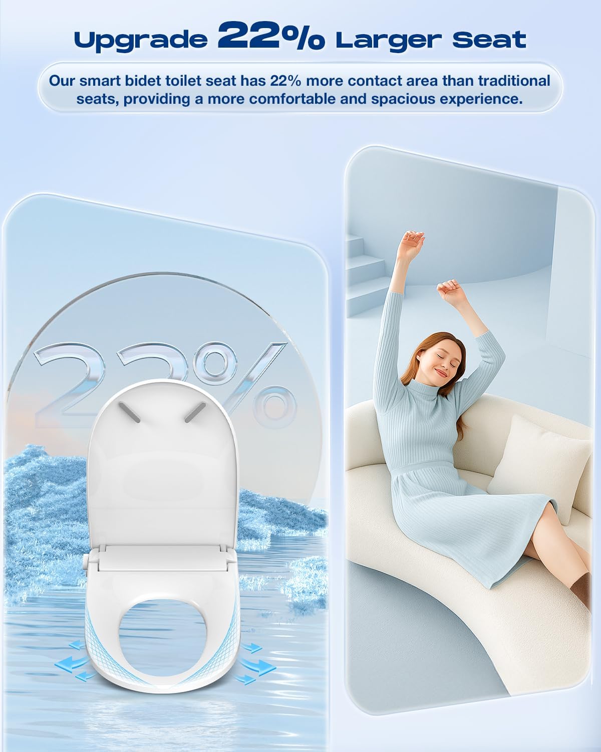 Electric Bidet Toilet Seat With Remote, Auto Open Lid, Elongated