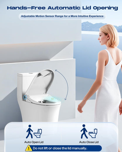 Electric Bidet Toilet Seat With Remote, Auto Open Lid, Elongated