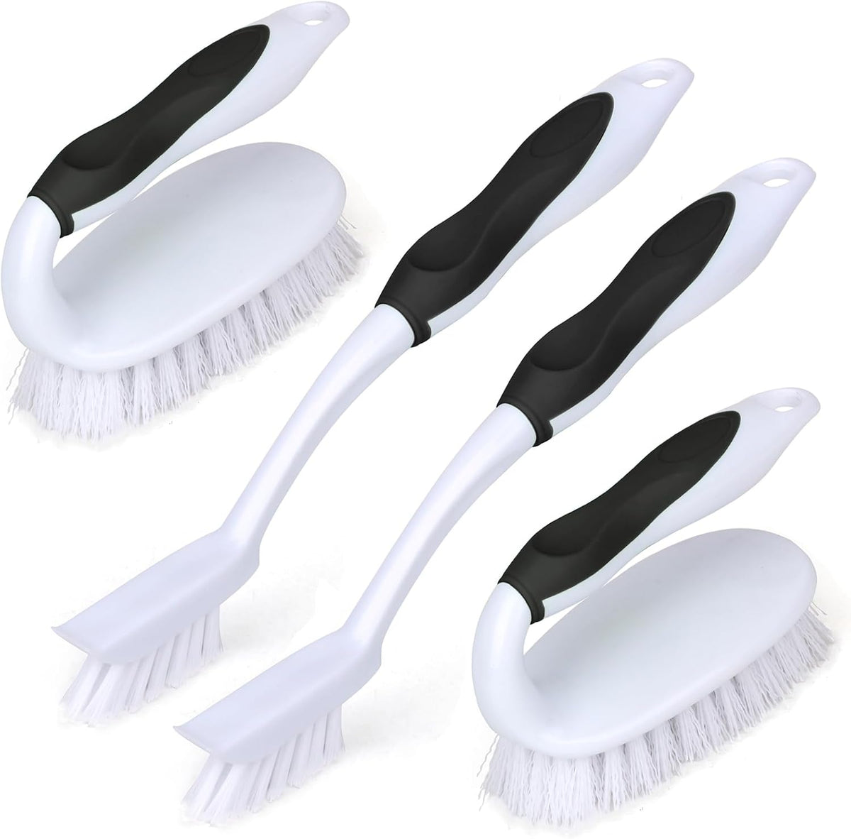 Scrub Brush Set, 4 Pack Deep Cleaning Brush Kit, Black