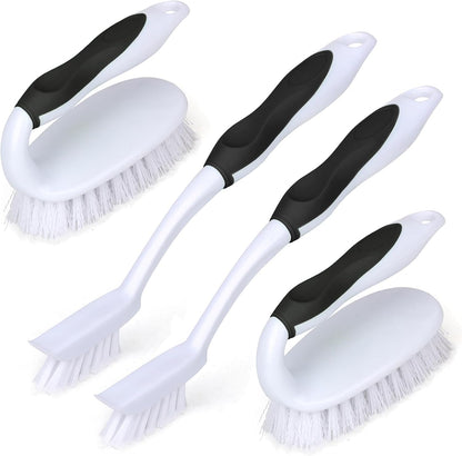 Scrub Brush Set, 4 Pack Deep Cleaning Brush Kit, Black