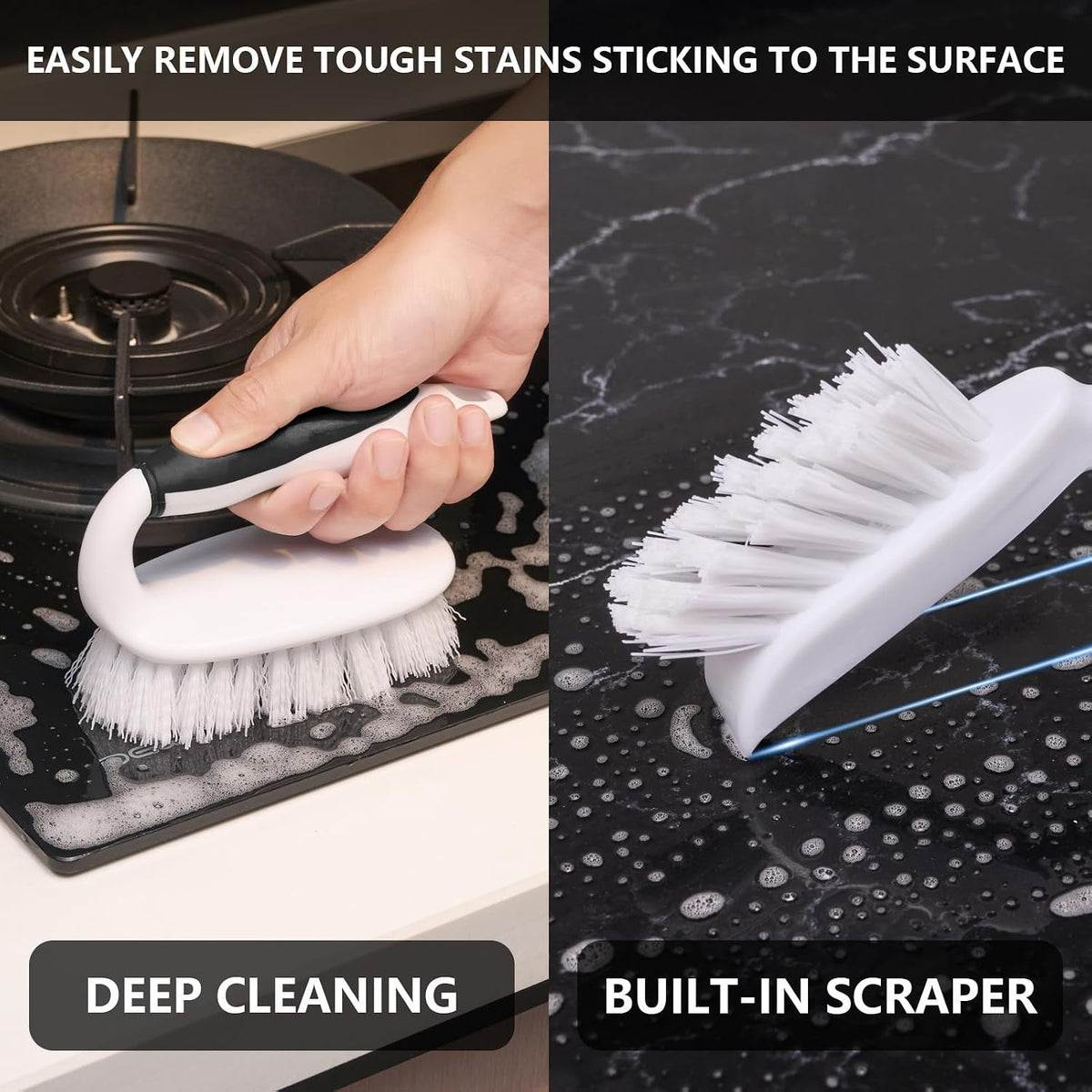 Scrub Brush Set, 4 Pack Deep Cleaning Brush Kit, Black