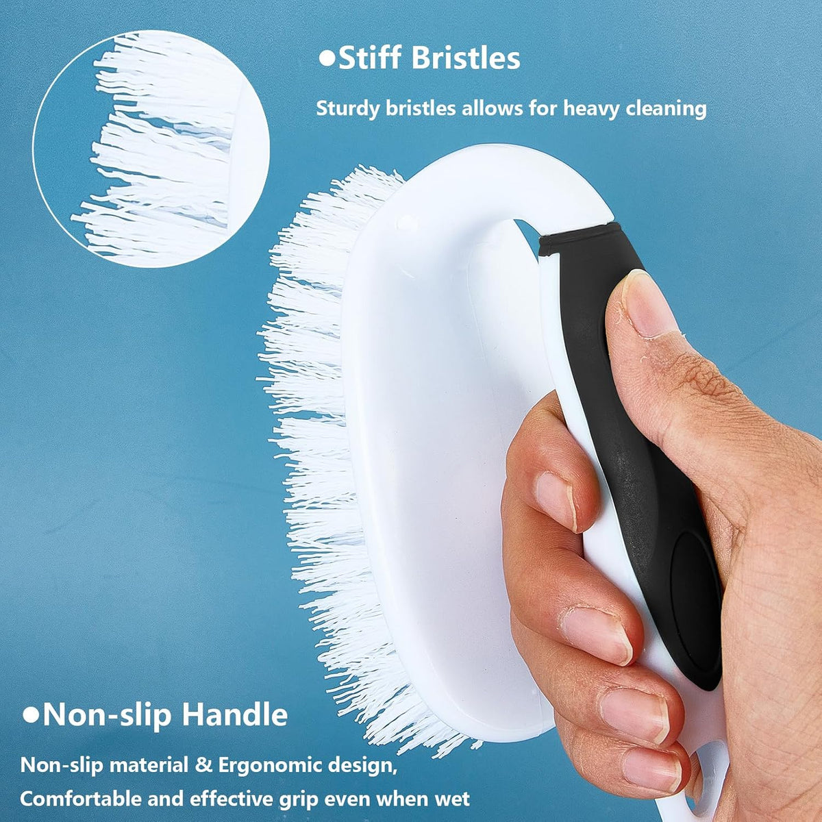 Scrub Brush Set, 4 Pack Deep Cleaning Brush Kit, Black