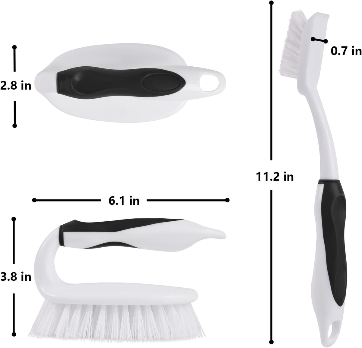 Scrub Brush Set, 4 Pack Deep Cleaning Brush Kit, Black
