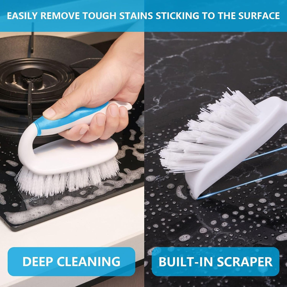 Scrub Brush Set, 4 Pack Deep Cleaning Brush Kit, Black