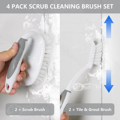 Scrub Brush Set, 4 Pack Deep Cleaning Brush Kit, Black
