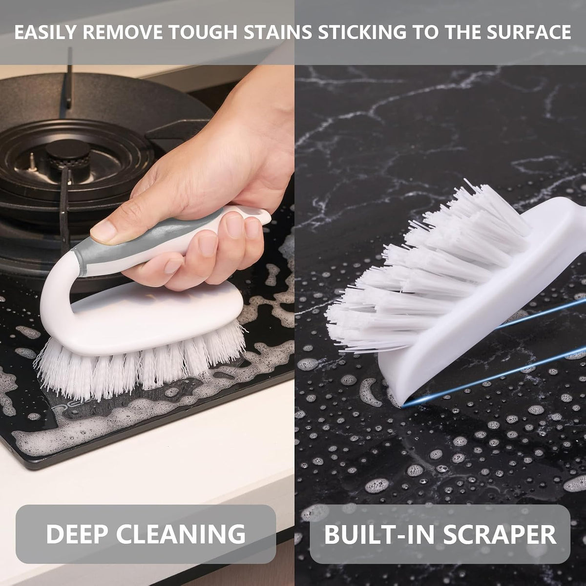 Scrub Brush Set, 4 Pack Deep Cleaning Brush Kit, Black