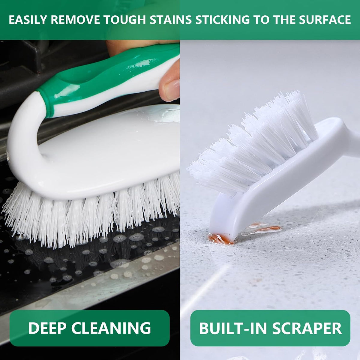 Scrub Brush Set, 4 Pack Deep Cleaning Brush Kit, Black