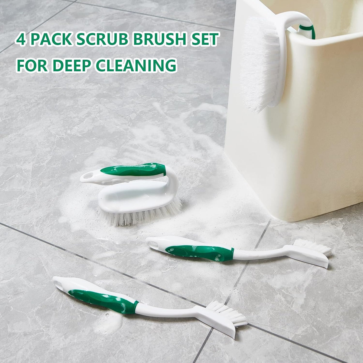 Scrub Brush Set, 4 Pack Deep Cleaning Brush Kit, Black