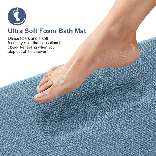 Memory Foam Bathroom Rugs Mats Sets 2 Piece, 24"x16"+30"x20", Grey