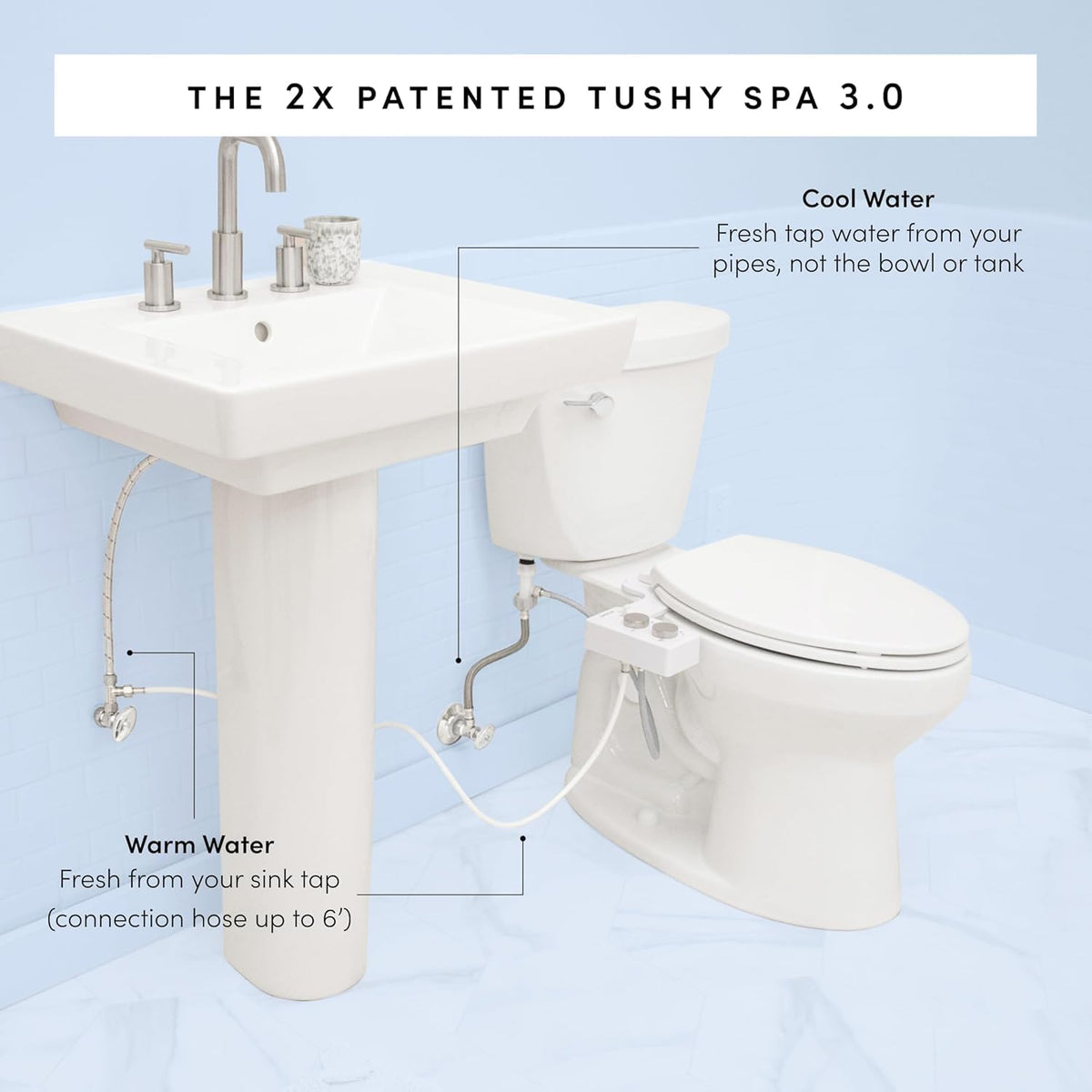 Classic 3.0 Bidet Toilet Seat Attachment, Brushed Nickel
