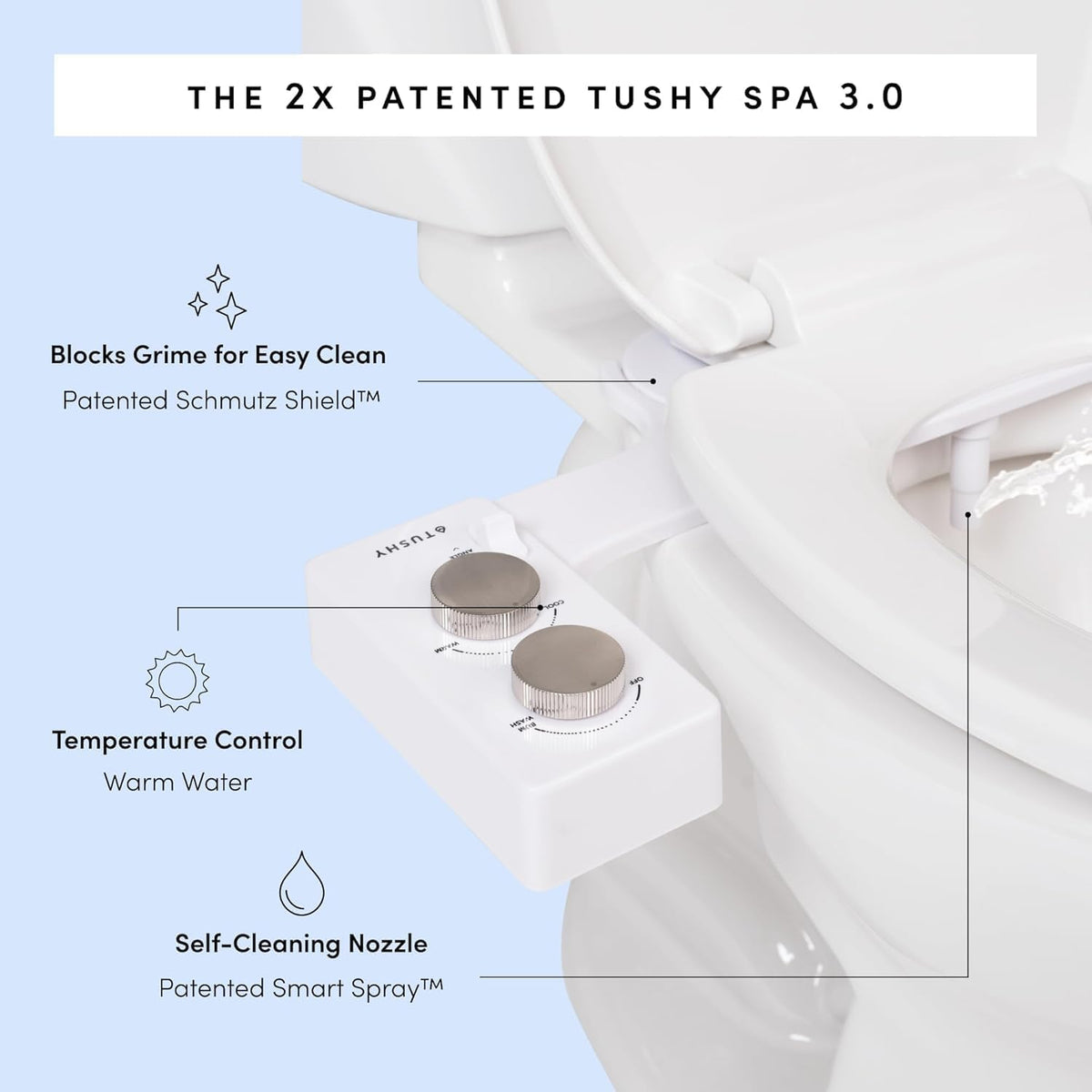 Classic 3.0 Bidet Toilet Seat Attachment, Brushed Nickel