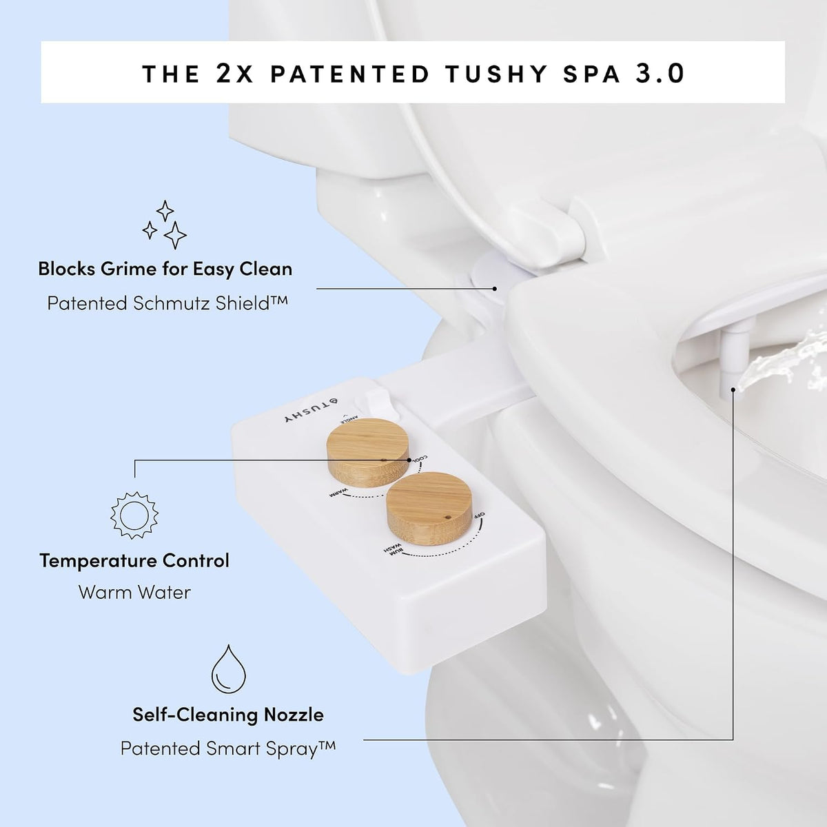 Classic 3.0 Bidet Toilet Seat Attachment, Brushed Nickel