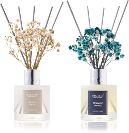 Reed Diffuser Set,3.38 fl oz (100 ml) - Clean Linen Oil Diffusers with 8 Reed Sticks,Home Fragrance Reed Diffuser for Bathroom Shelf Decor