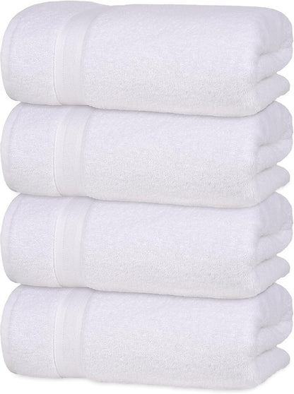 Quick-Dry, Soft & High Absorbent Hand Towels 16"x29" Cotton Turkish Hand Towel Set of 4 | Daily Use 100% Cotton Towels for Bathroom, Gym & More | Bathroom Hand Towels (4 Pcs, White)