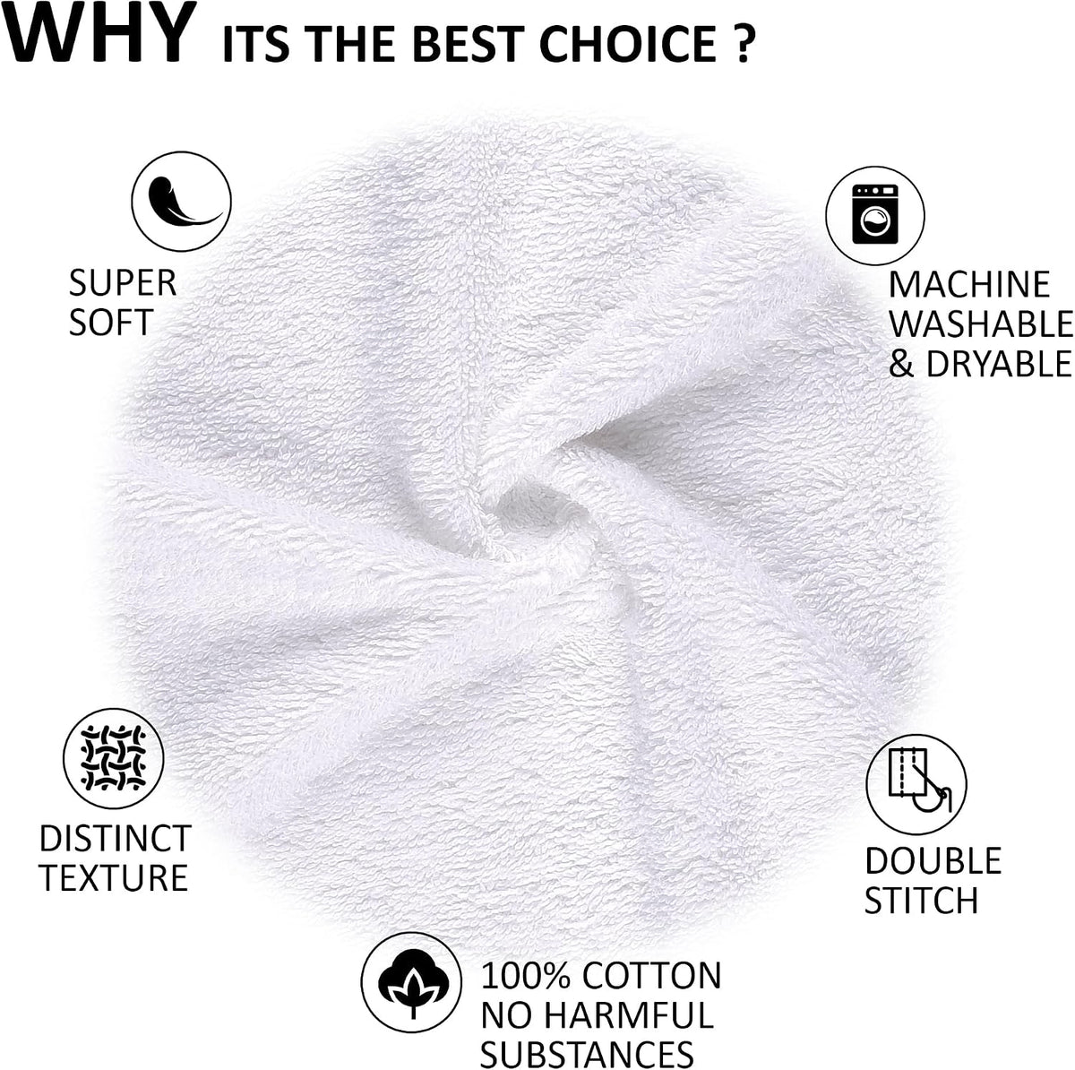 Quick-Dry, Soft & High Absorbent Hand Towels 16"x29" Cotton Turkish Hand Towel Set of 4 | Daily Use 100% Cotton Towels for Bathroom, Gym & More | Bathroom Hand Towels (4 Pcs, White)