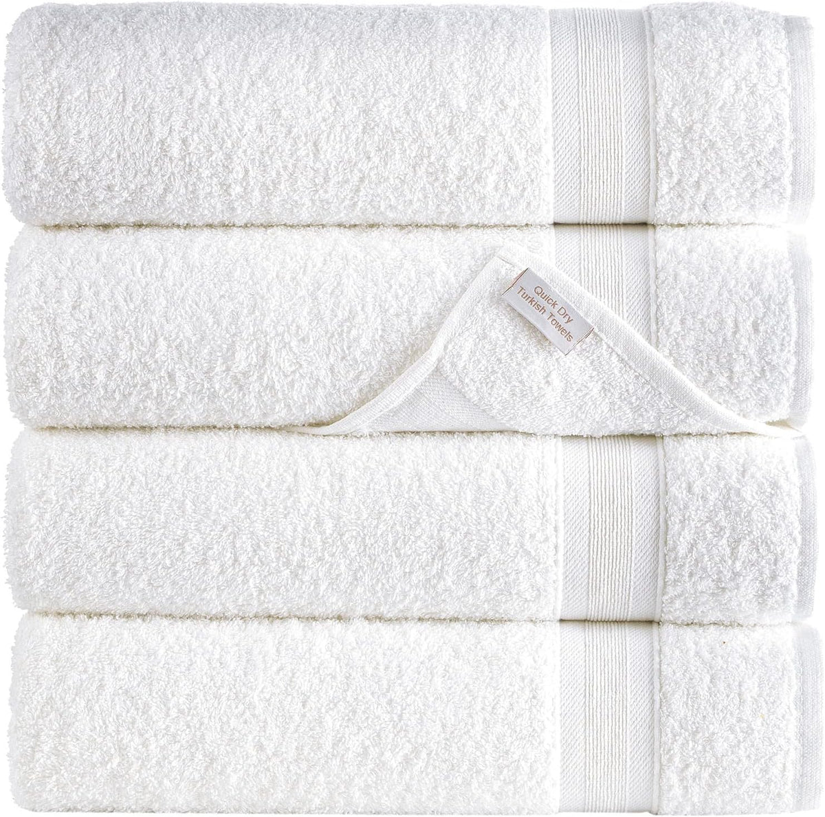 Quick-Dry, Soft & High Absorbent Hand Towels 16"x29" Cotton Turkish Hand Towel Set of 4 | Daily Use 100% Cotton Towels for Bathroom, Gym & More | Bathroom Hand Towels (4 Pcs, White)