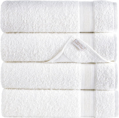 Quick-Dry, Soft & High Absorbent Hand Towels 16"x29" Cotton Turkish Hand Towel Set of 4 | Daily Use 100% Cotton Towels for Bathroom, Gym & More | Bathroom Hand Towels (4 Pcs, White)
