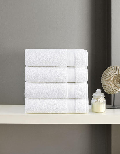 Quick-Dry, Soft & High Absorbent Hand Towels 16"x29" Cotton Turkish Hand Towel Set of 4 | Daily Use 100% Cotton Towels for Bathroom, Gym & More | Bathroom Hand Towels (4 Pcs, White)