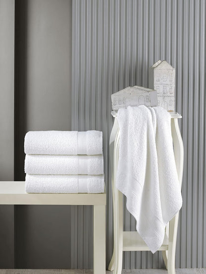 Quick-Dry, Soft & High Absorbent Hand Towels 16"x29" Cotton Turkish Hand Towel Set of 4 | Daily Use 100% Cotton Towels for Bathroom, Gym & More | Bathroom Hand Towels (4 Pcs, White)