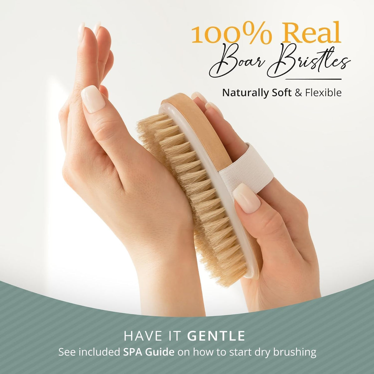 100% Boar Bristle Dry Brushing Body Brush Set, Face Brush, Gloves