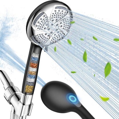 Filtered Shower Head with Handheld, High Pressure 7-Spray Showerhead | Shower Filter Head for Hard Water, Remove Chlorine, Reduce Dry Itchy Skin, Anti-clog Nozzles, Power Wash to Clean Tub&Pet