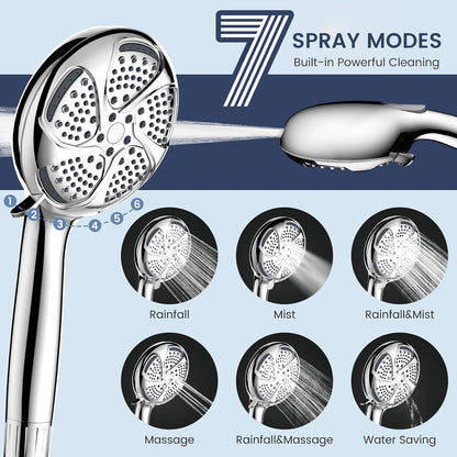 Filtered Shower Head with Handheld, High Pressure 7-Spray Showerhead | Shower Filter Head for Hard Water, Remove Chlorine, Reduce Dry Itchy Skin, Anti-clog Nozzles, Power Wash to Clean Tub&Pet