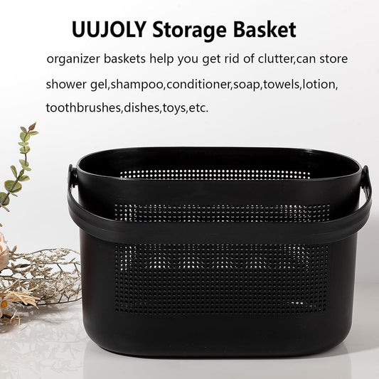 Plastic Portable Shower Caddy Basket, Storage Organizer with Handle, Green | Bottom Drain Holes, Keep Dry, Sturdy and Durable, Easy to Carry for Bathroom, Kitchen, Dorm Room, RV, College