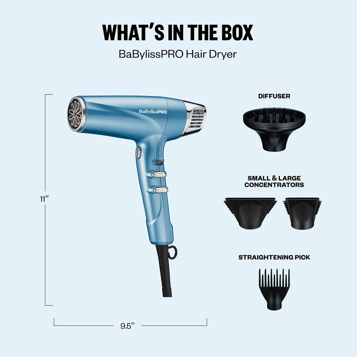 BabylissPRO Nano Titanium Hair Dryer, Professional 1875-Watt Blow Dryer, Lightweight, Ionic Technology Dries Hair Faster with Less Frizz
