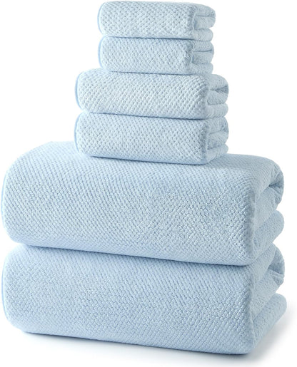 REDKISS Soft 6 Piece Bath Towels Set, 2 Large Bath Towel Sheet, 2 Hand Towels, 2 Washcloths, Highly Absorbent, Quick Dry, Lightweight Towel Sets Collection, Premium Gray Towels for Bathroom, Gym & Spa