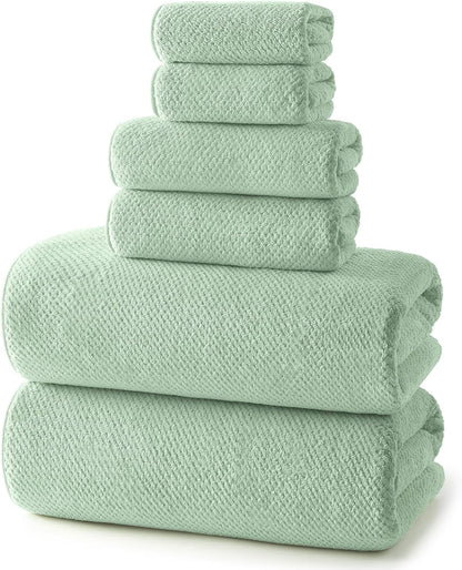 REDKISS Soft 6 Piece Bath Towels Set, 2 Large Bath Towel Sheet, 2 Hand Towels, 2 Washcloths, Highly Absorbent, Quick Dry, Lightweight Towel Sets Collection, Premium Gray Towels for Bathroom, Gym & Spa