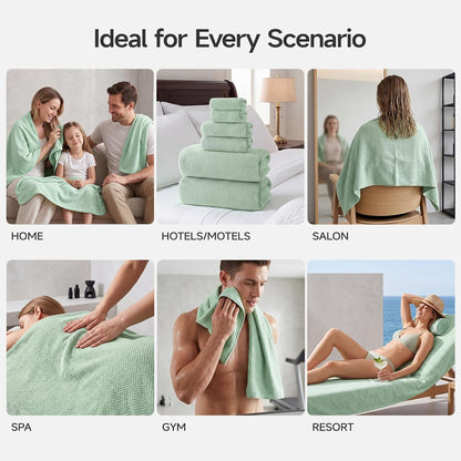 REDKISS Soft 6 Piece Bath Towels Set, 2 Large Bath Towel Sheet, 2 Hand Towels, 2 Washcloths, Highly Absorbent, Quick Dry, Lightweight Towel Sets Collection, Premium Gray Towels for Bathroom, Gym & Spa