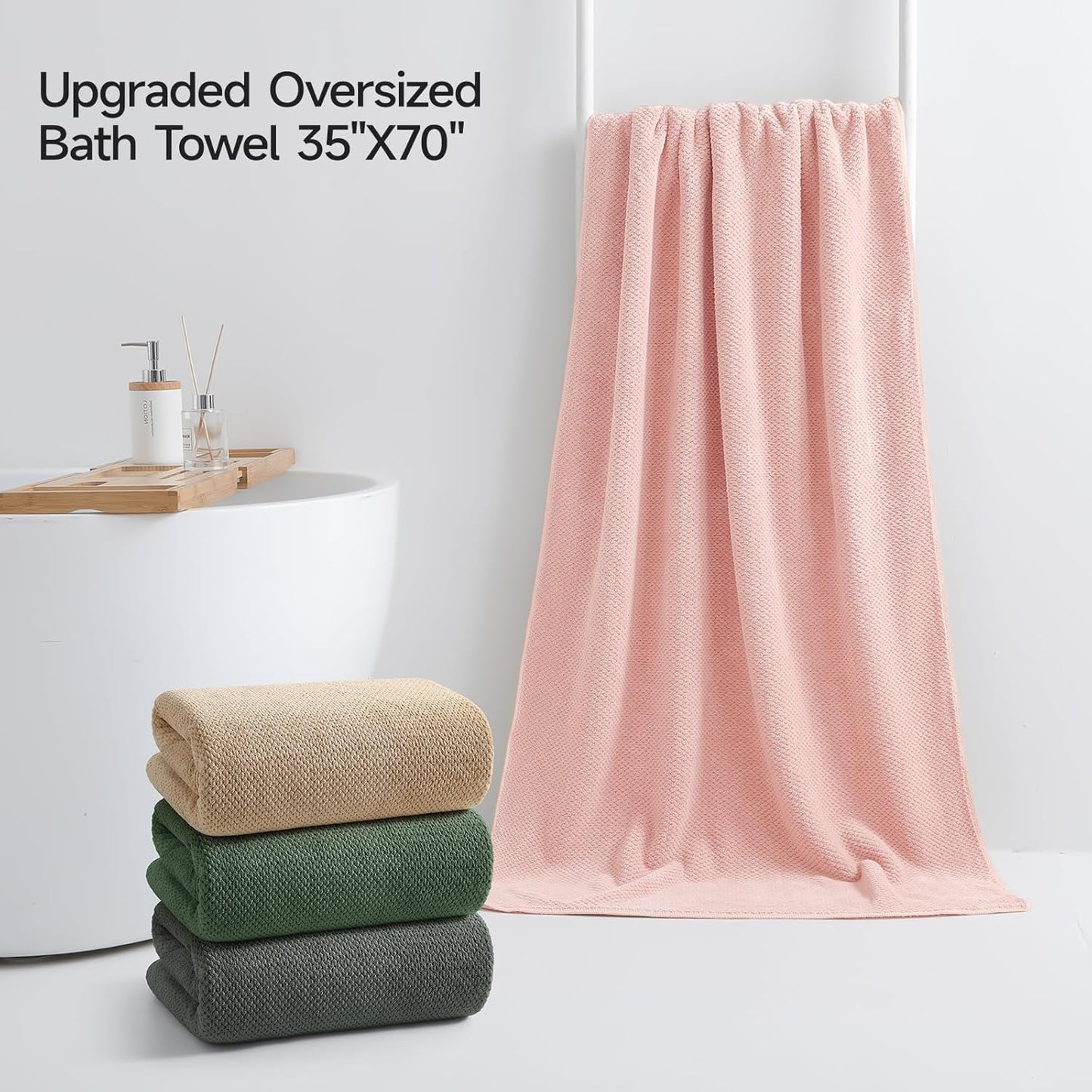 REDKISS Soft 6 Piece Bath Towels Set, 2 Large Bath Towel Sheet, 2 Hand Towels, 2 Washcloths, Highly Absorbent, Quick Dry, Lightweight Towel Sets Collection, Premium Gray Towels for Bathroom, Gym & Spa
