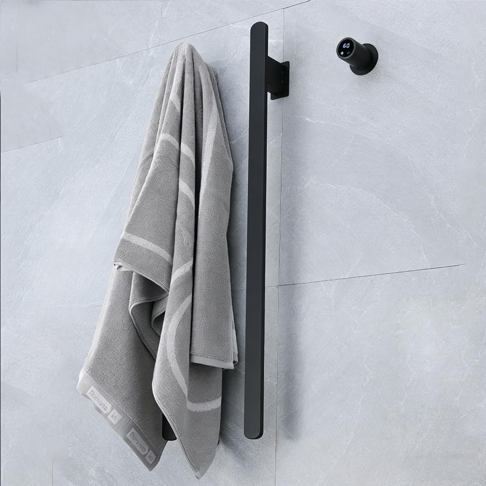 Bathroom Heated Towel Rack, Brushed Gold Towel Warmer, 2Bars, 110V | Smart Touch Control, Wall Mounted, Concealed Hardwired, Stainless Steel, Dry Towels in Modern Bathrooms, Space-Saving Design