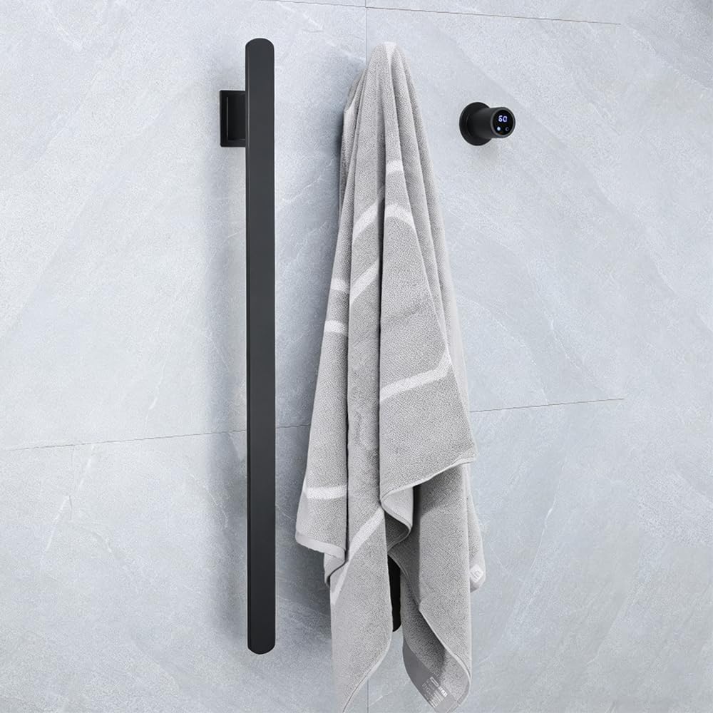 Bathroom Heated Towel Rack, Brushed Gold Towel Warmer, 2Bars, 110V | Smart Touch Control, Wall Mounted, Concealed Hardwired, Stainless Steel, Dry Towels in Modern Bathrooms, Space-Saving Design