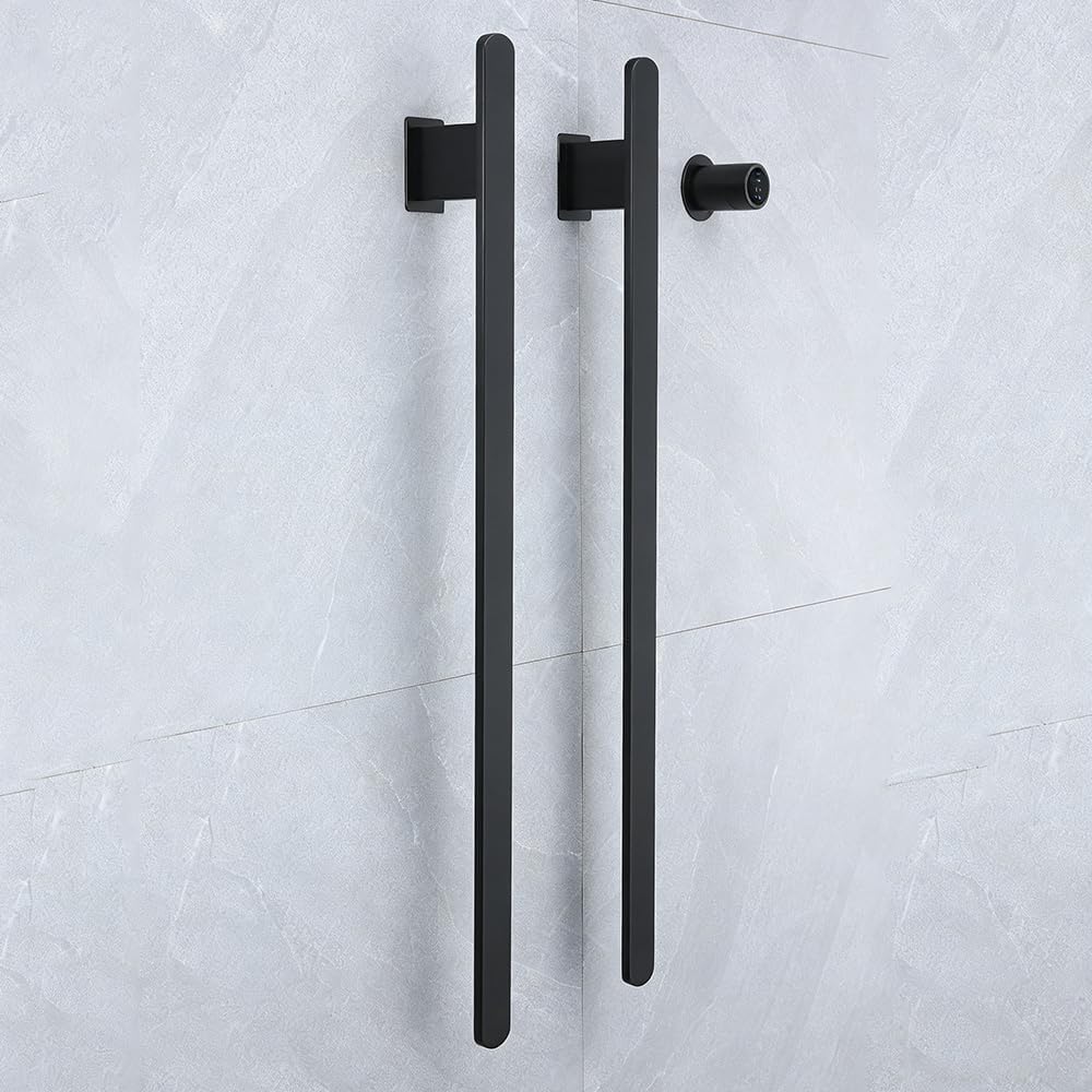 Bathroom Heated Towel Rack, Brushed Gold Towel Warmer, 2Bars, 110V | Smart Touch Control, Wall Mounted, Concealed Hardwired, Stainless Steel, Dry Towels in Modern Bathrooms, Space-Saving Design
