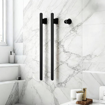 Bathroom Heated Towel Rack, Brushed Gold Towel Warmer, 2Bars, 110V | Smart Touch Control, Wall Mounted, Concealed Hardwired, Stainless Steel, Dry Towels in Modern Bathrooms, Space-Saving Design