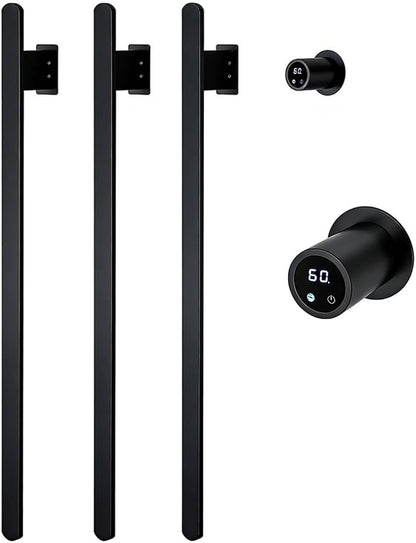 Bathroom Heated Towel Rack, Brushed Gold Towel Warmer, 2Bars, 110V | Smart Touch Control, Wall Mounted, Concealed Hardwired, Stainless Steel, Dry Towels in Modern Bathrooms, Space-Saving Design