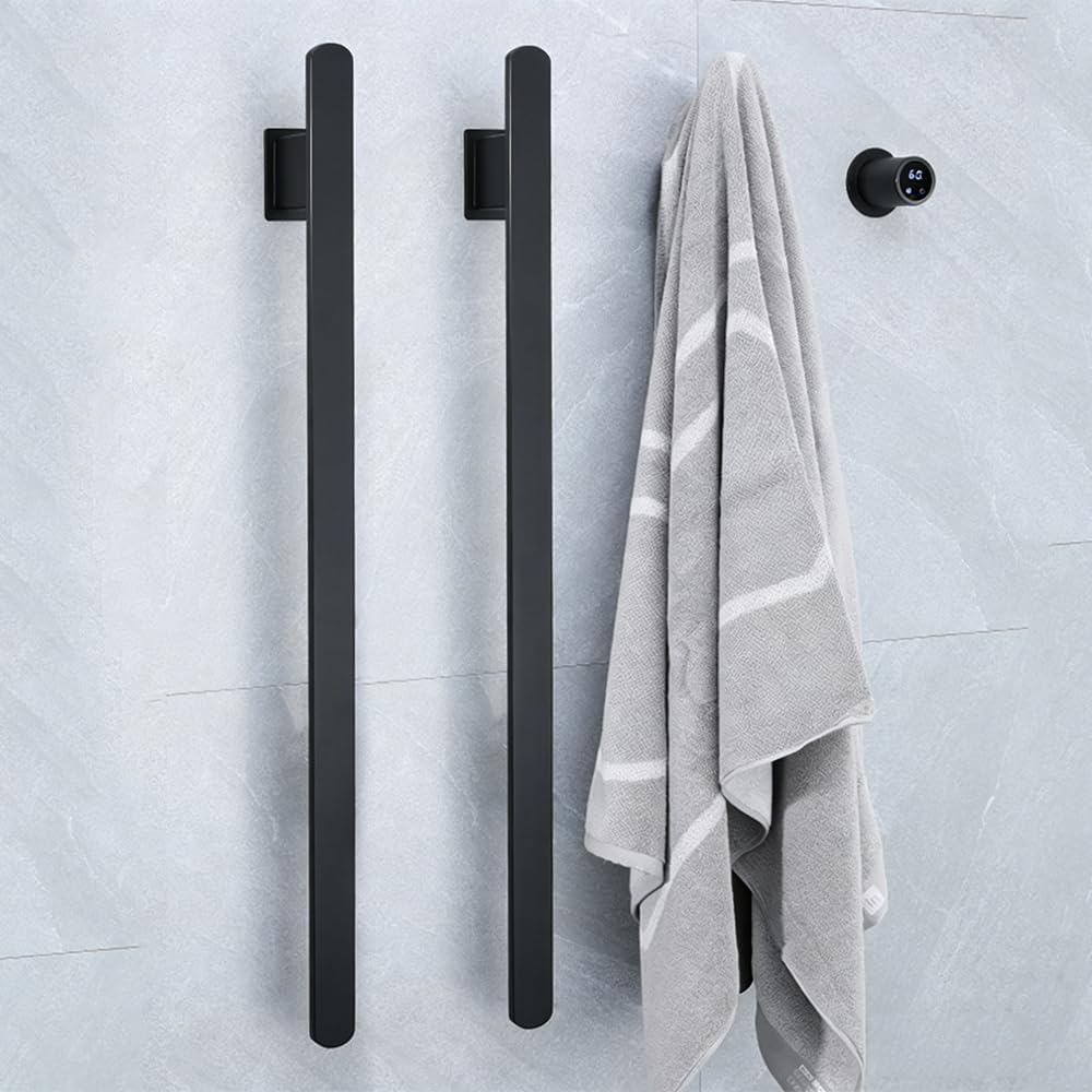 Bathroom Heated Towel Rack, Brushed Gold Towel Warmer, 2Bars, 110V | Smart Touch Control, Wall Mounted, Concealed Hardwired, Stainless Steel, Dry Towels in Modern Bathrooms, Space-Saving Design