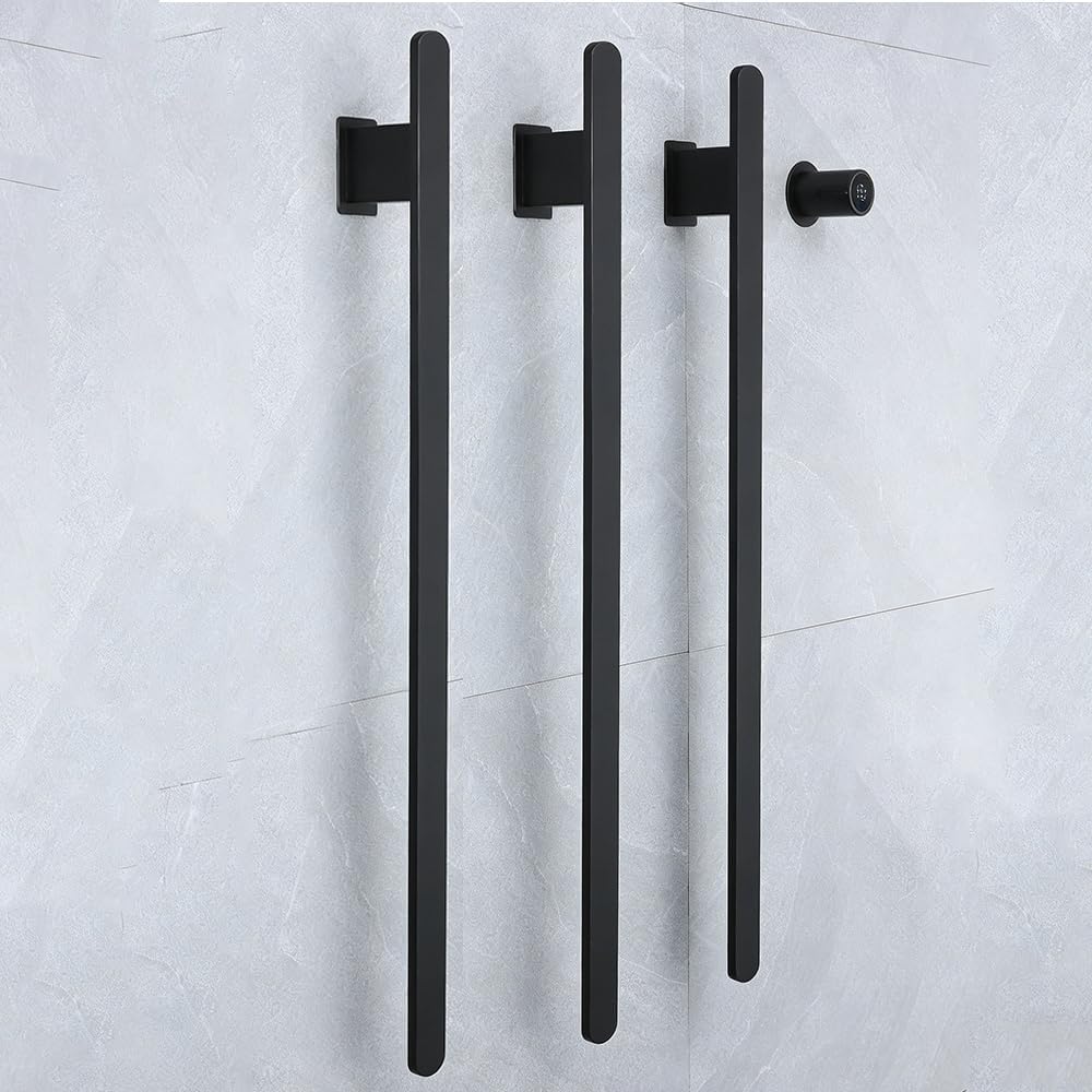 Bathroom Heated Towel Rack, Brushed Gold Towel Warmer, 2Bars, 110V | Smart Touch Control, Wall Mounted, Concealed Hardwired, Stainless Steel, Dry Towels in Modern Bathrooms, Space-Saving Design