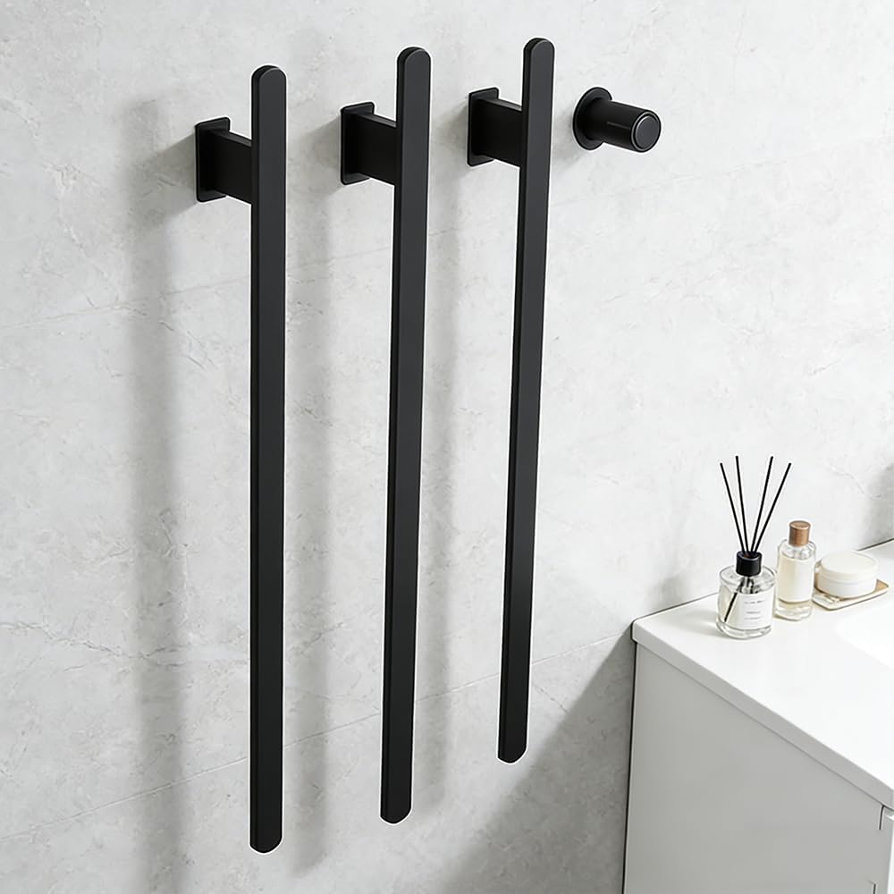 Bathroom Heated Towel Rack, Brushed Gold Towel Warmer, 2Bars, 110V | Smart Touch Control, Wall Mounted, Concealed Hardwired, Stainless Steel, Dry Towels in Modern Bathrooms, Space-Saving Design