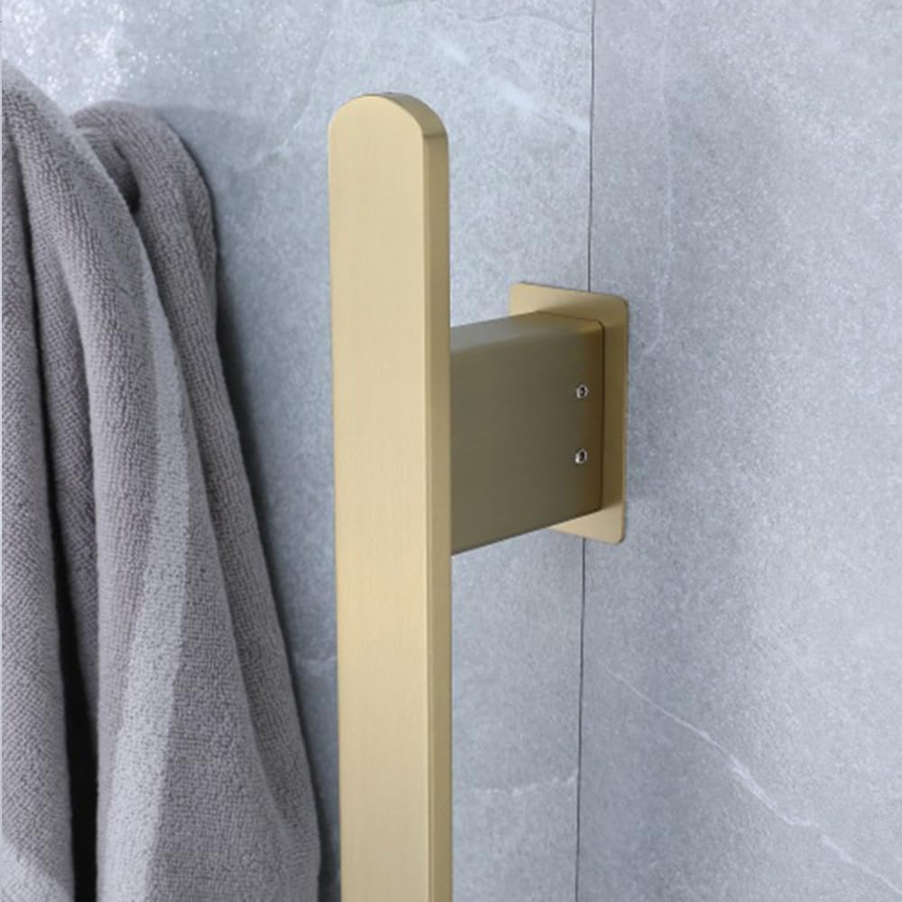 Bathroom Heated Towel Rack, Brushed Gold Towel Warmer, 2Bars, 110V | Smart Touch Control, Wall Mounted, Concealed Hardwired, Stainless Steel, Dry Towels in Modern Bathrooms, Space-Saving Design