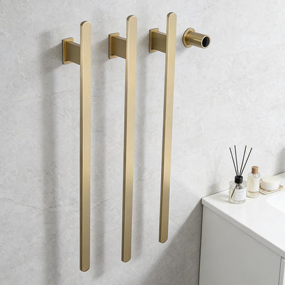 Bathroom Heated Towel Rack, Brushed Gold Towel Warmer, 2Bars, 110V | Smart Touch Control, Wall Mounted, Concealed Hardwired, Stainless Steel, Dry Towels in Modern Bathrooms, Space-Saving Design