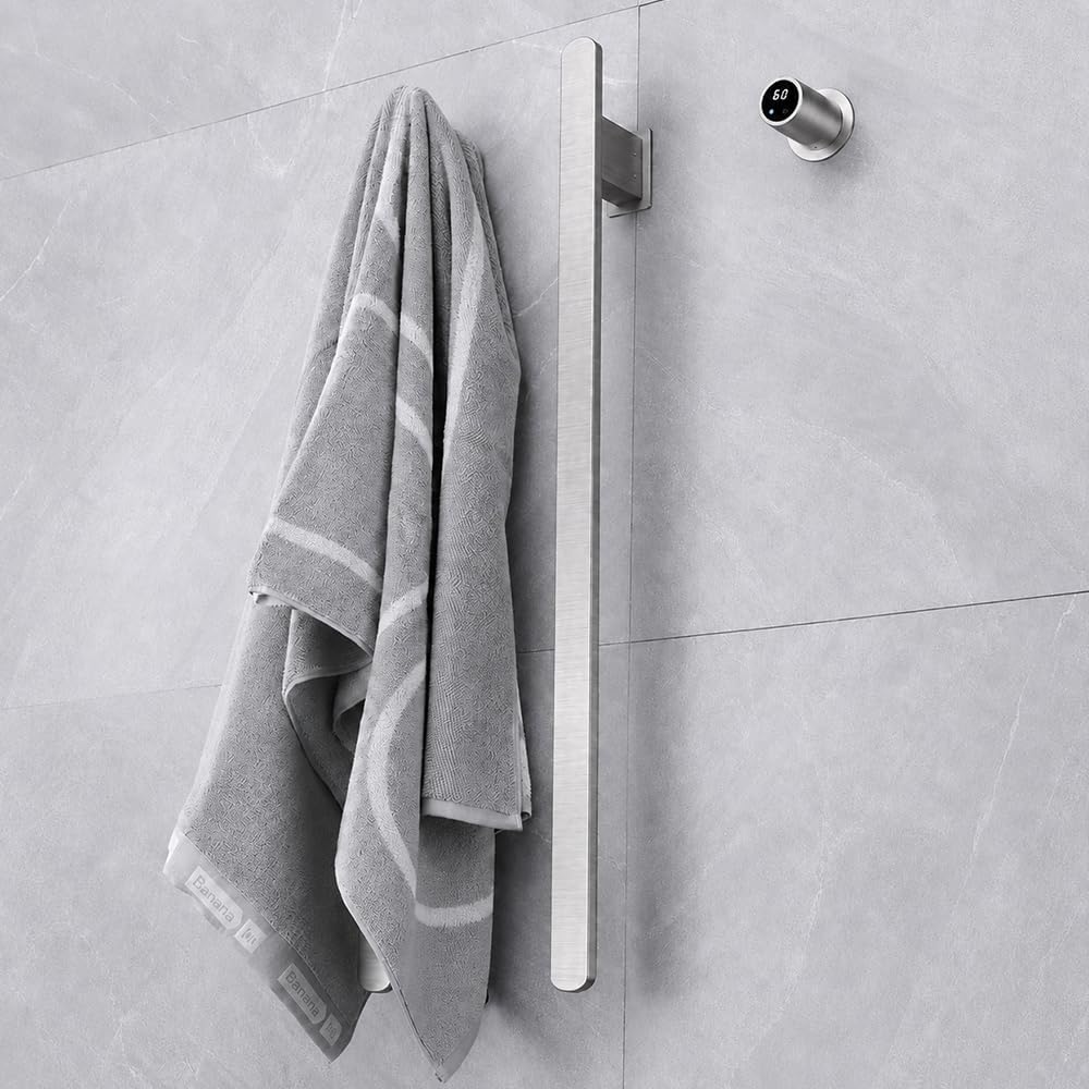 Bathroom Heated Towel Rack, Brushed Gold Towel Warmer, 2Bars, 110V | Smart Touch Control, Wall Mounted, Concealed Hardwired, Stainless Steel, Dry Towels in Modern Bathrooms, Space-Saving Design