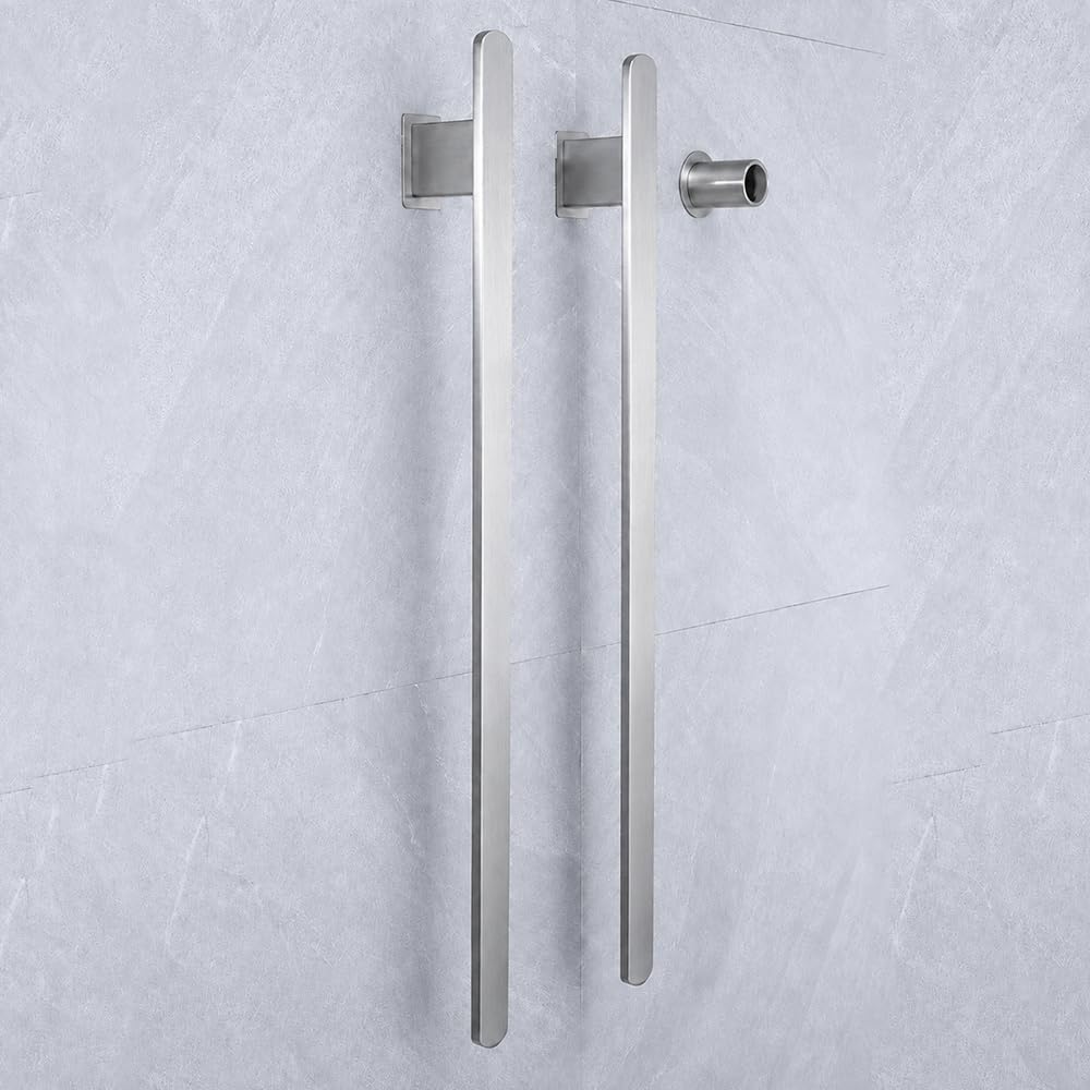Bathroom Heated Towel Rack, Brushed Gold Towel Warmer, 2Bars, 110V | Smart Touch Control, Wall Mounted, Concealed Hardwired, Stainless Steel, Dry Towels in Modern Bathrooms, Space-Saving Design