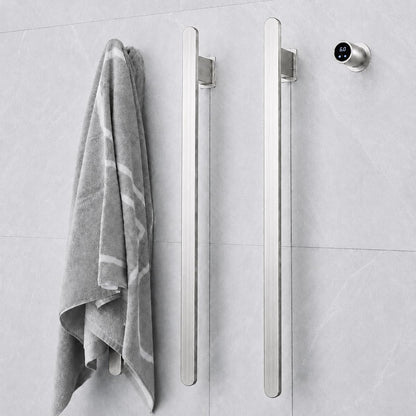 Bathroom Heated Towel Rack, Brushed Gold Towel Warmer, 2Bars, 110V | Smart Touch Control, Wall Mounted, Concealed Hardwired, Stainless Steel, Dry Towels in Modern Bathrooms, Space-Saving Design