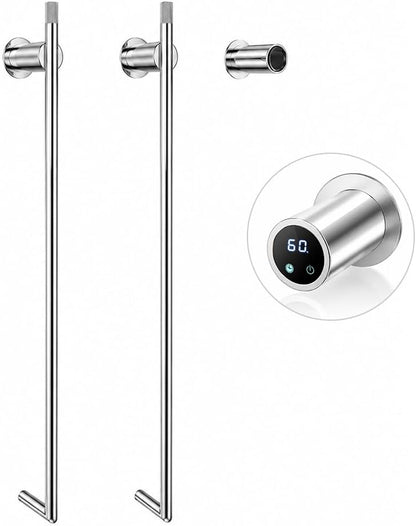 Bathroom Heated Towel Rack, Brushed Gold Towel Warmer, 2Bars, 110V | Smart Touch Control, Wall Mounted, Concealed Hardwired, Stainless Steel, Dry Towels in Modern Bathrooms, Space-Saving Design