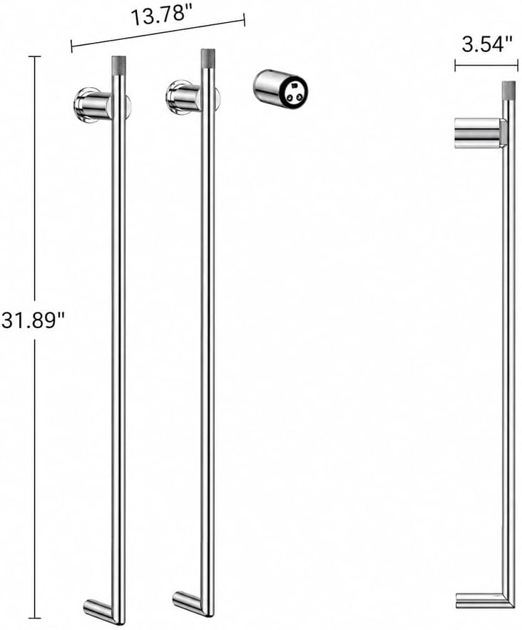 Bathroom Heated Towel Rack, Brushed Gold Towel Warmer, 2Bars, 110V | Smart Touch Control, Wall Mounted, Concealed Hardwired, Stainless Steel, Dry Towels in Modern Bathrooms, Space-Saving Design