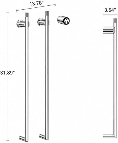 Bathroom Heated Towel Rack, Brushed Gold Towel Warmer, 2Bars, 110V | Smart Touch Control, Wall Mounted, Concealed Hardwired, Stainless Steel, Dry Towels in Modern Bathrooms, Space-Saving Design